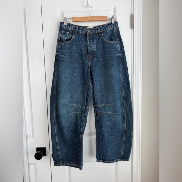 Free People Denim - Free People We The Free Good Luck Mid-Rise Barrel Jeans Deep End Size 27